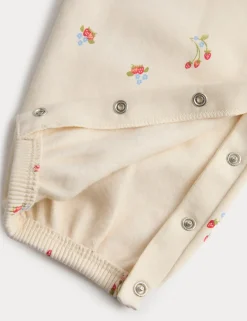 2pc Cotton Strawberry Ditsy Dungarees Outfit (0-3 Yrs)