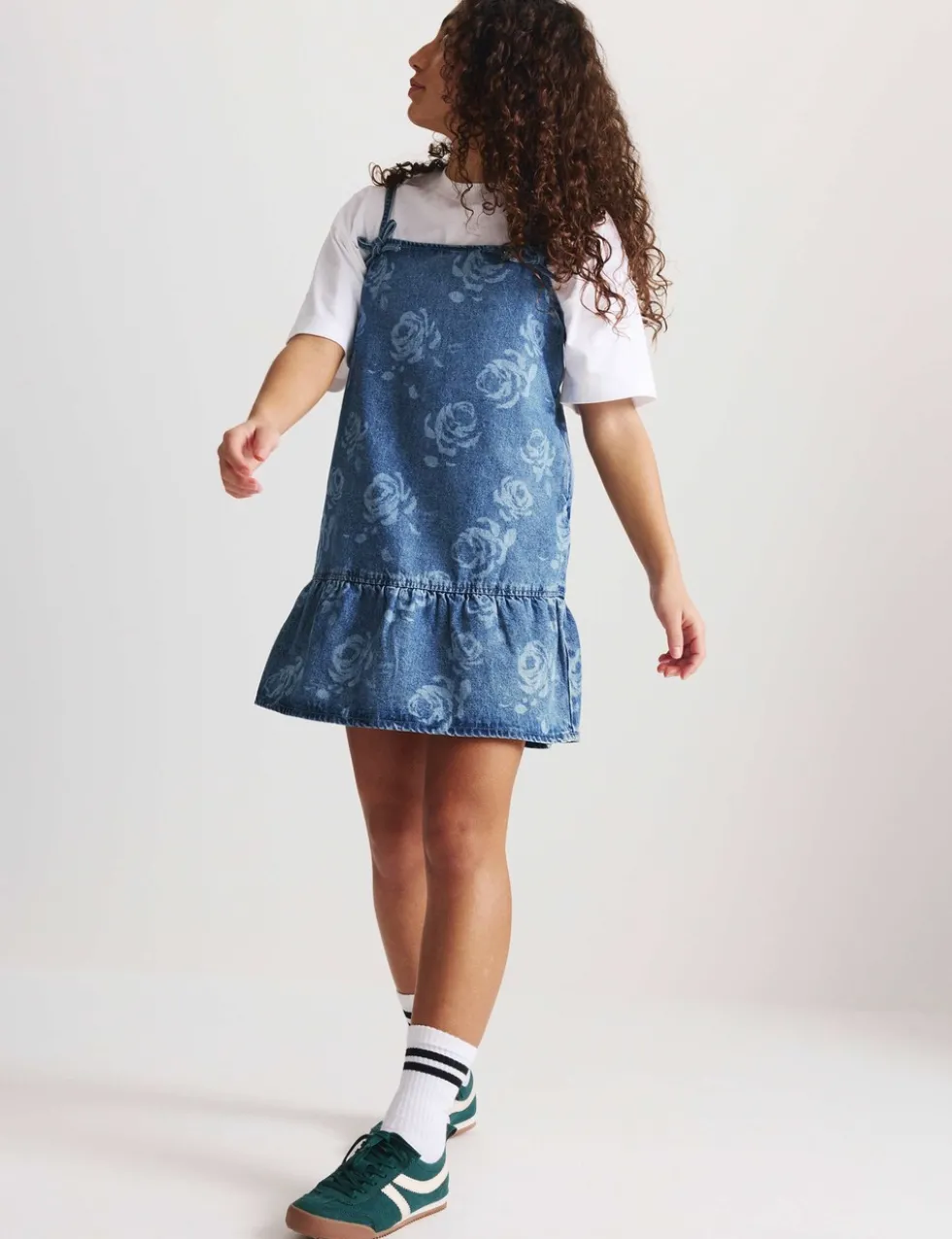 2pc Floral Print Denim Dress and Top (2-16 Yrs)