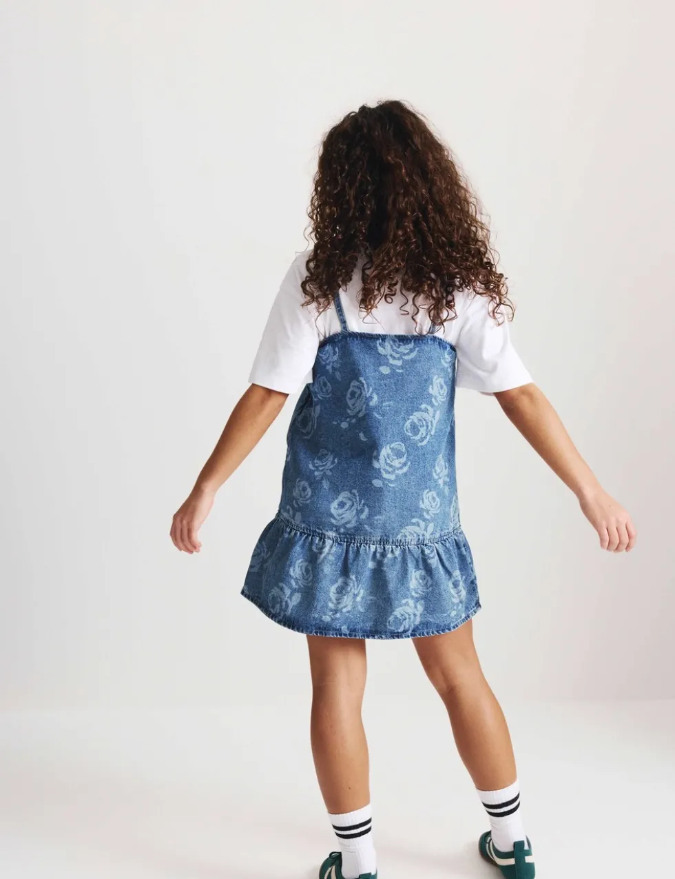 2pc Floral Print Denim Dress and Top (2-16 Yrs)