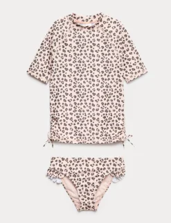 3pc Leopard Bikini with Rash Vest (6-16 Yrs)