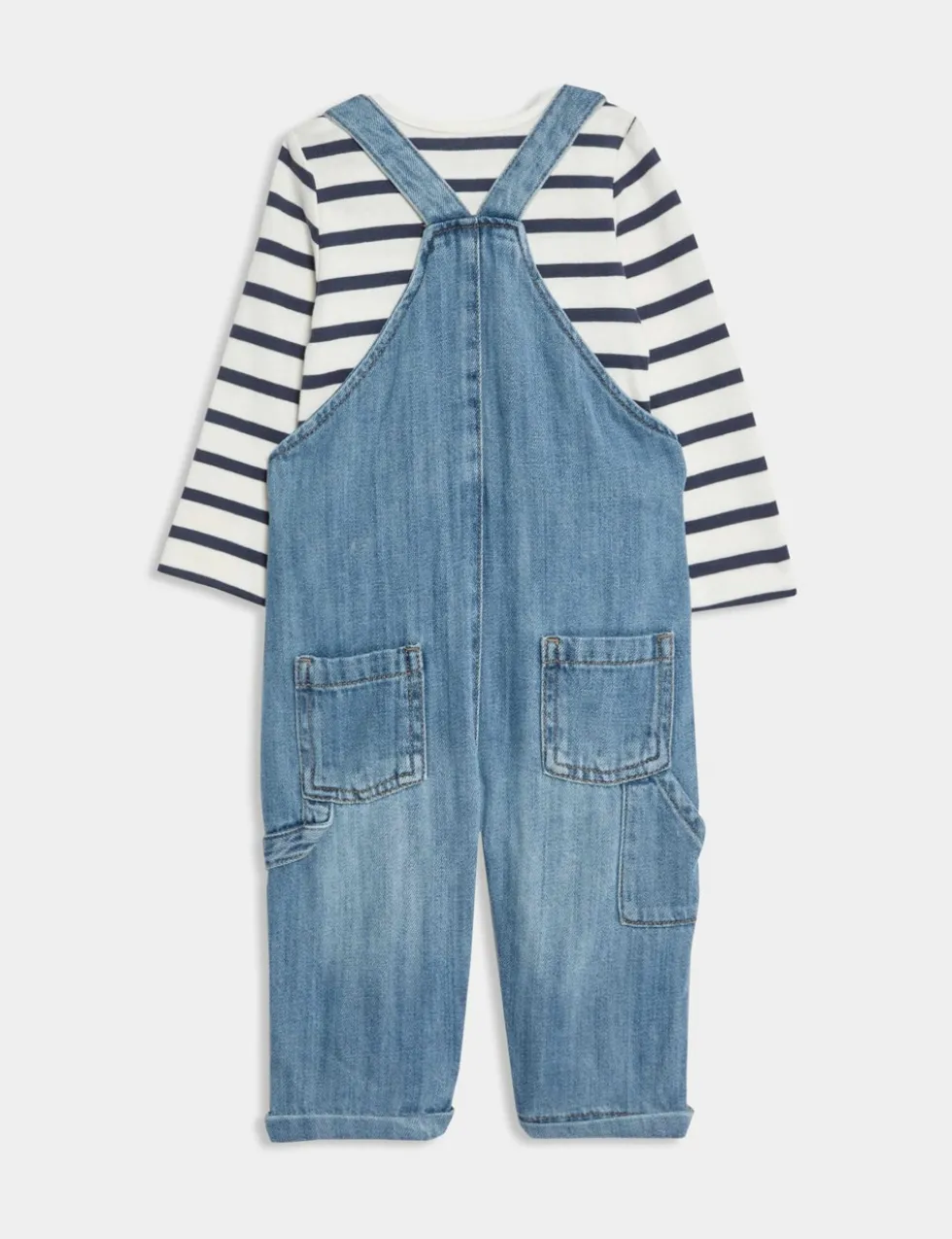 2pc Pure Cotton Denim Dungaree Outfit (0-3 Yrs)