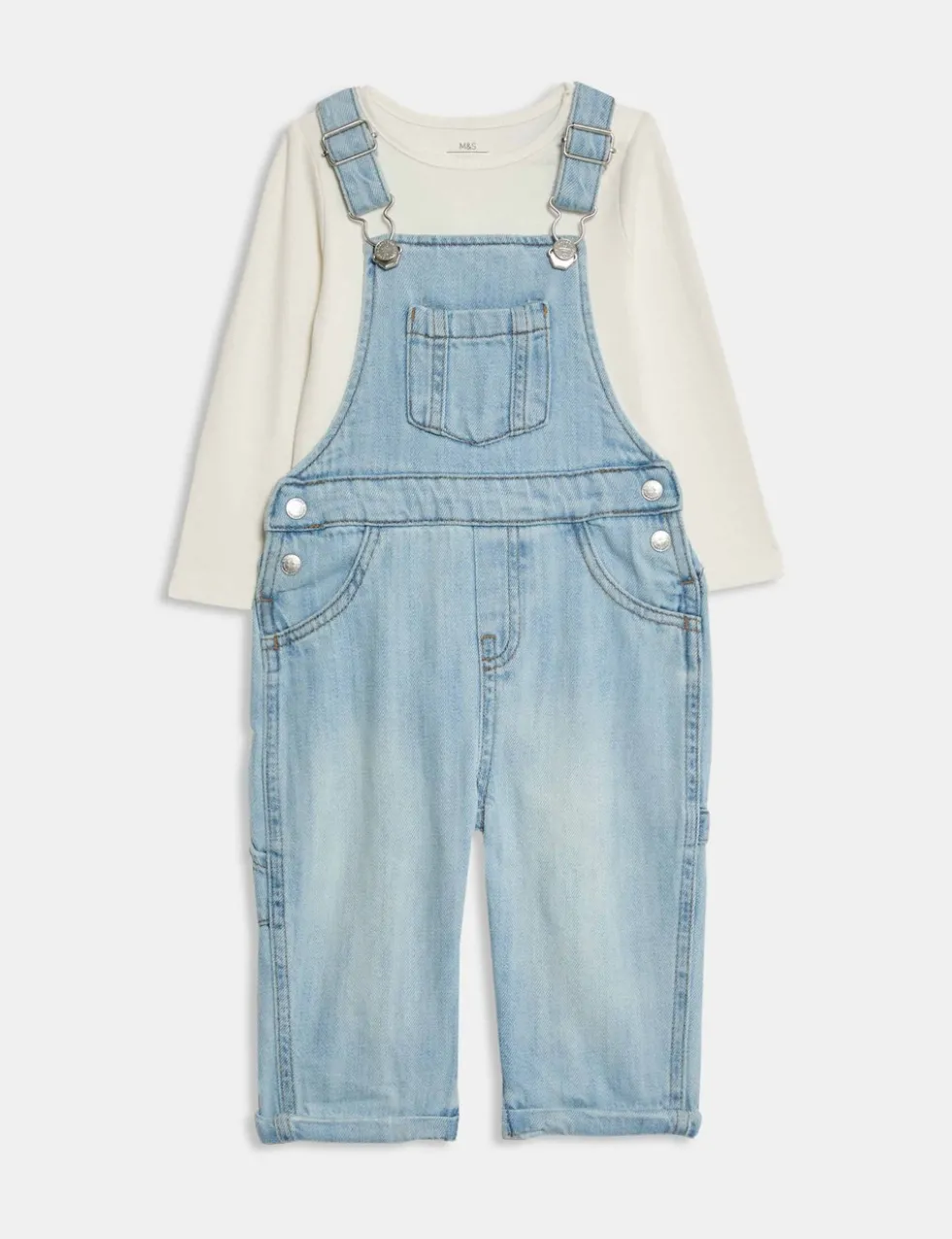 2pc Pure Cotton Denim Dungaree Outfit (0-3 Yrs)