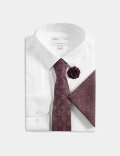 4pc Slim Fit Easy Iron Shirt and Tie Set