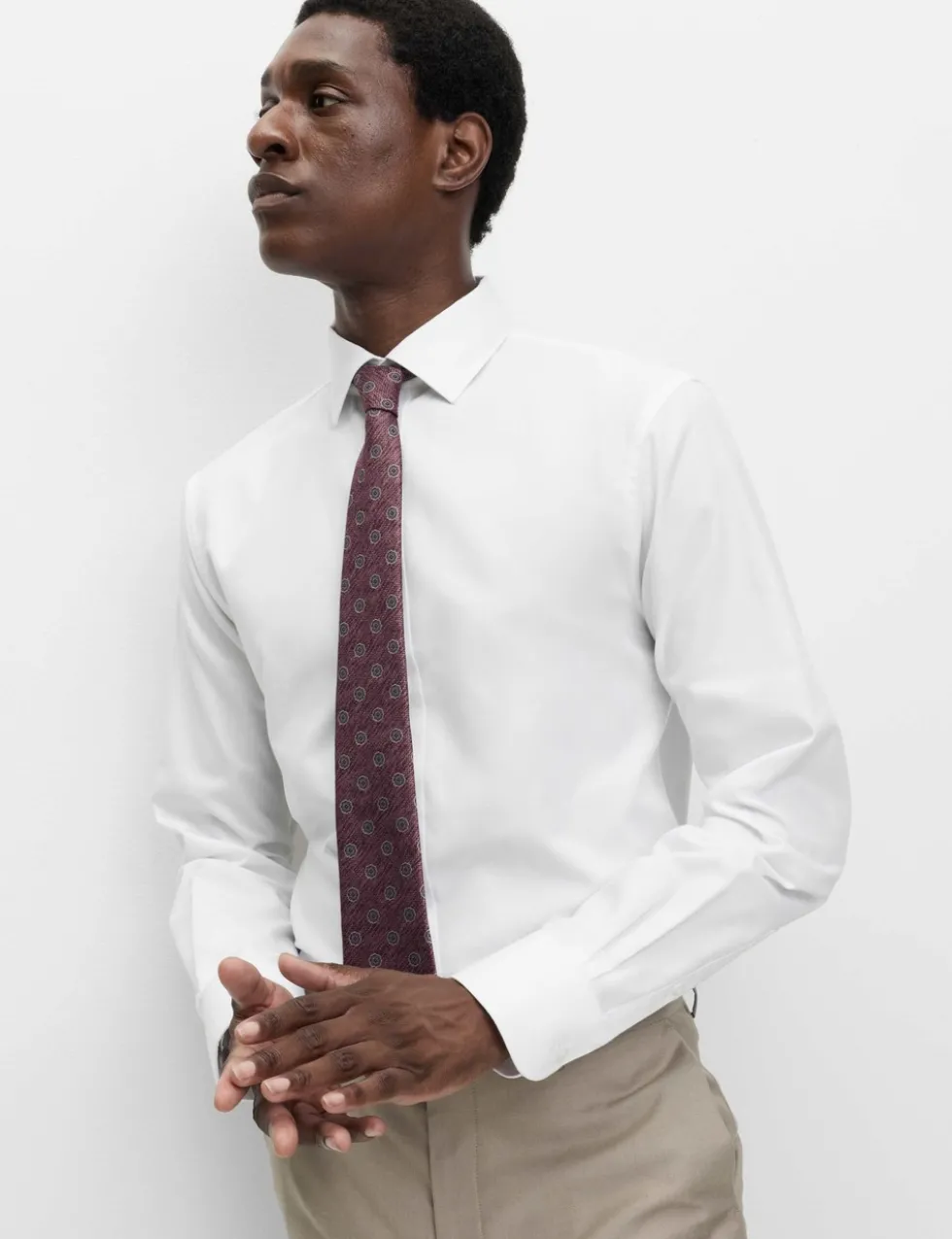 4pc Slim Fit Easy Iron Shirt and Tie Set
