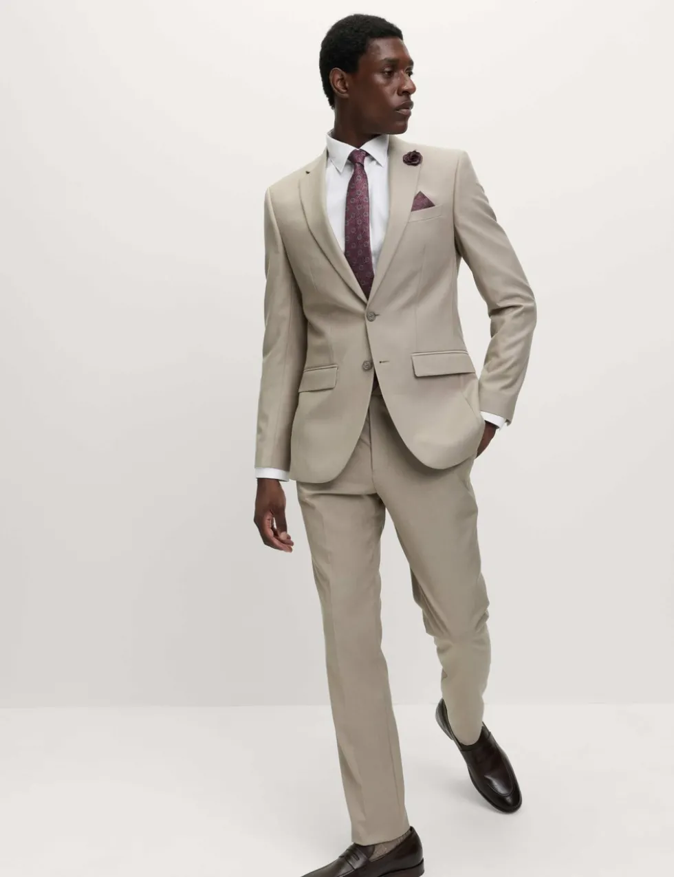 4pc Slim Fit Easy Iron Shirt and Tie Set