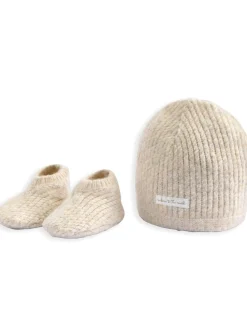 2pc Waffle Knit Hat and Booties Set (0-6 Mths)