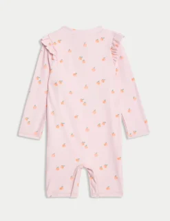 Peach Print All in One Swimsuit (0-3 Yrs)
