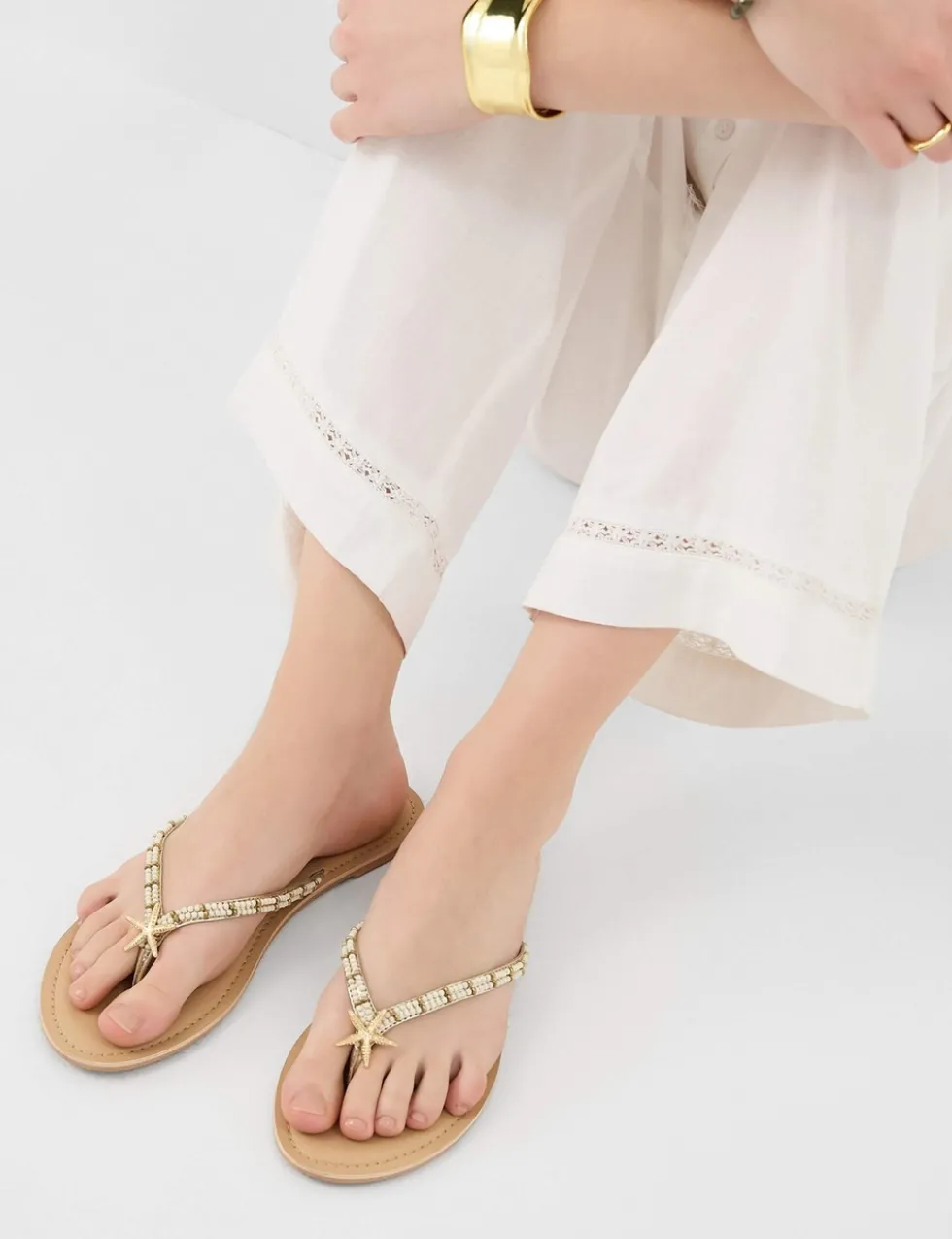 Pearl Starfish Flip Flops