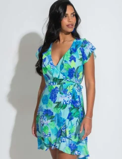 Penny Frill Wrap Woven Beach Dress