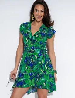 Penny Frill Wrap Woven Beach Dress
