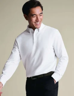 Performance Cotton Blend Long Sleeve Polo Shirt