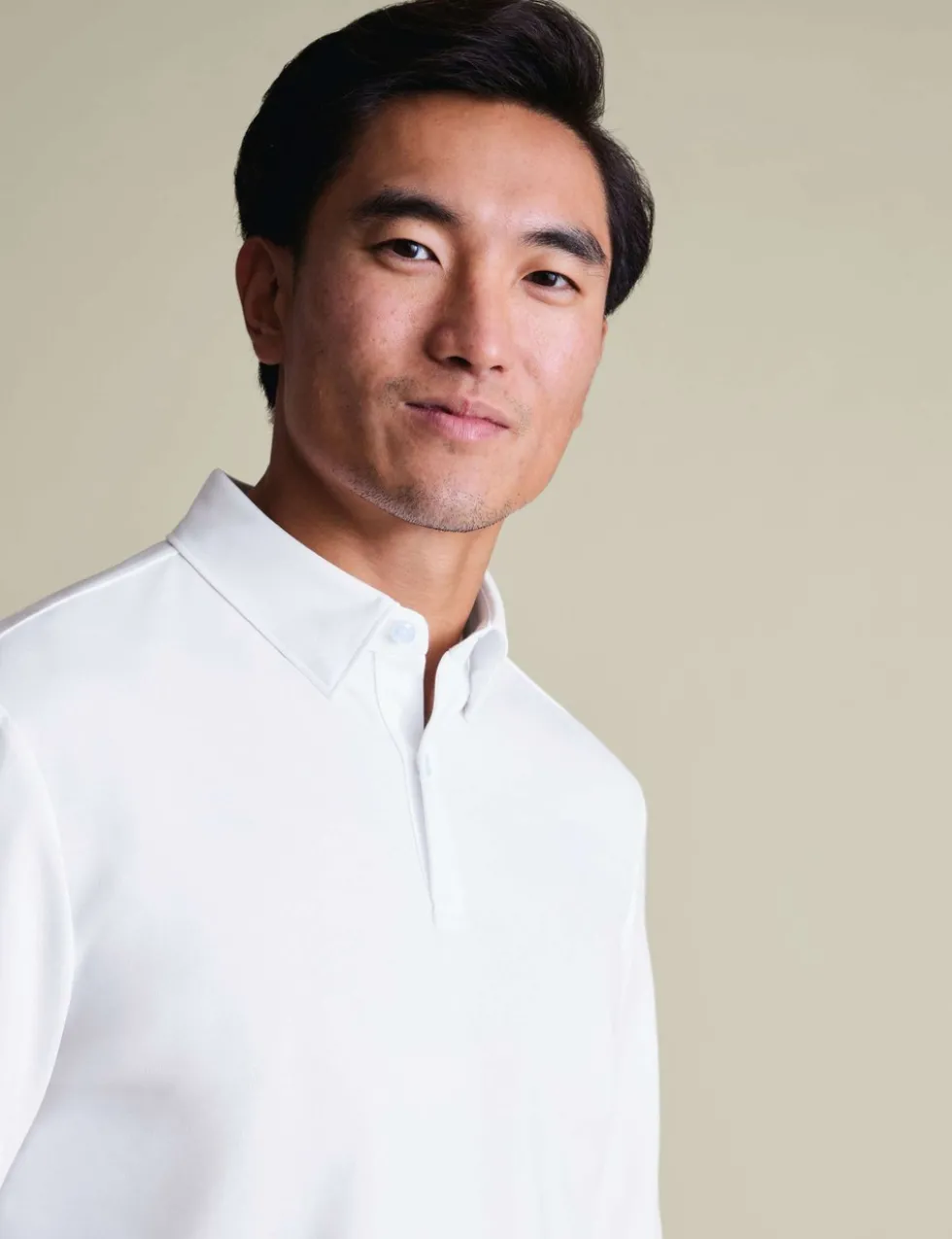 Performance Cotton Blend Long Sleeve Polo Shirt