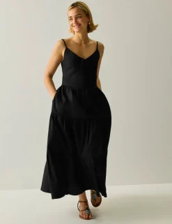 Perissa Pure Cotton V-Neck Midi Dress
