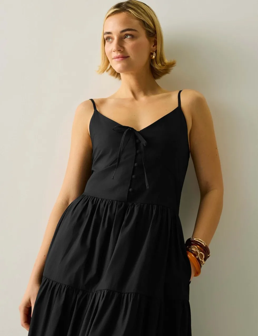 Perissa Pure Cotton V-Neck Midi Dress