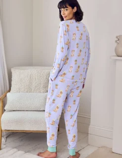 Petite Dog Print Crew Neck Pyjama Set