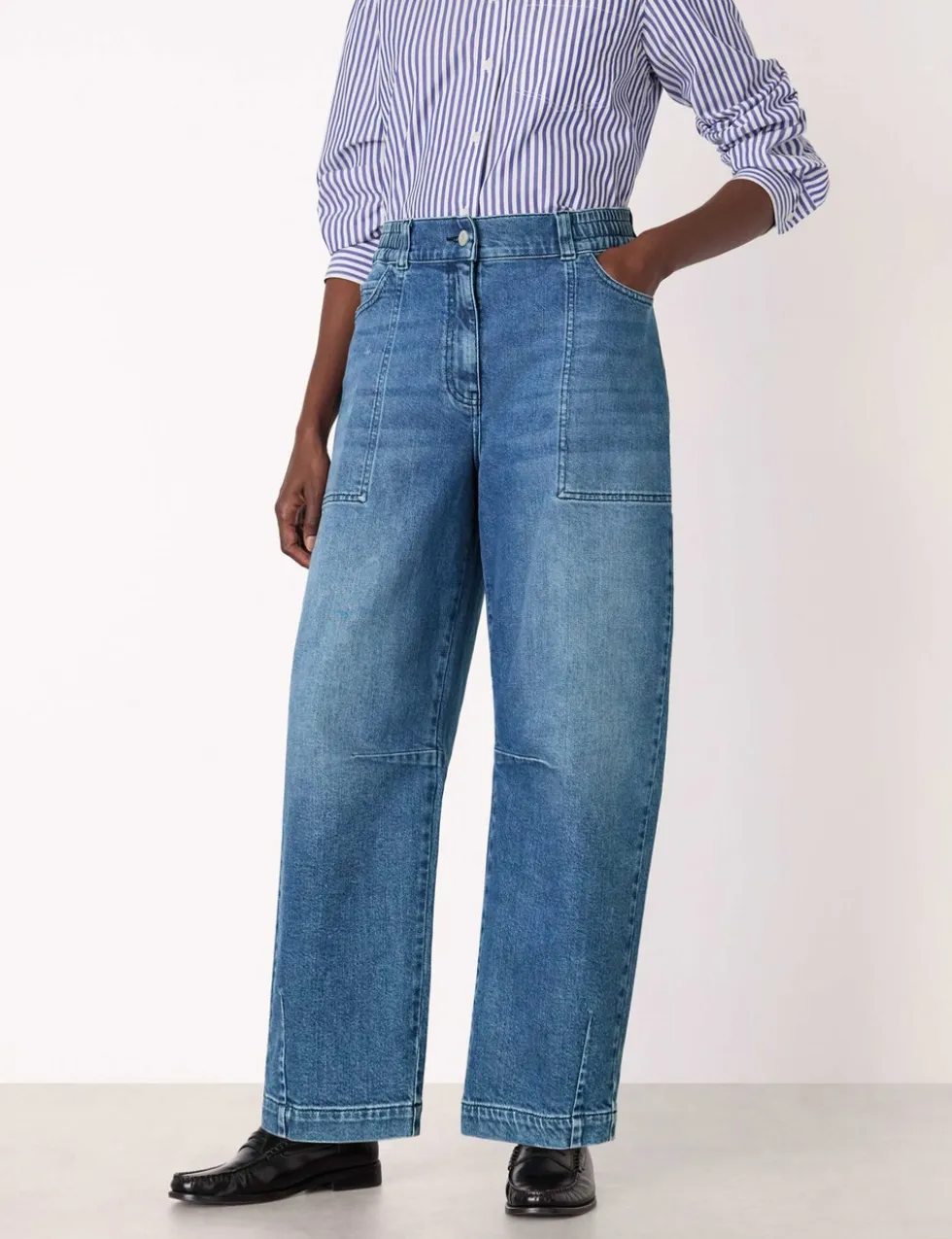 Petite Elasticated High Waisted Barrel Jeans
