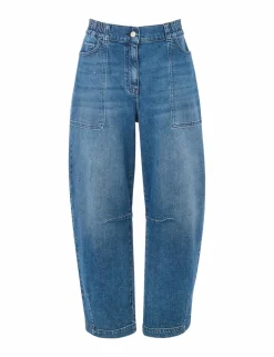 Petite Elasticated High Waisted Barrel Jeans