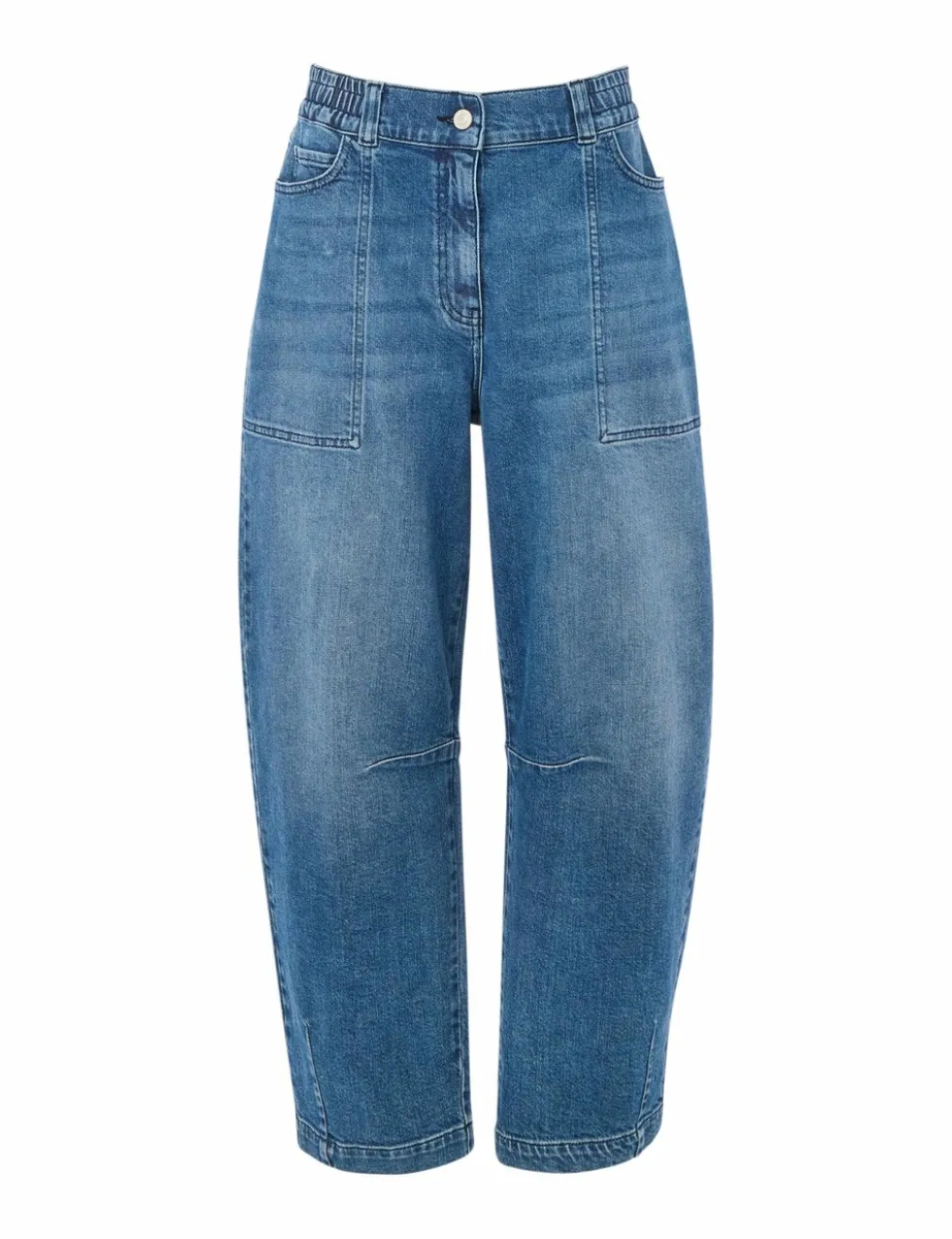 Petite Elasticated High Waisted Barrel Jeans
