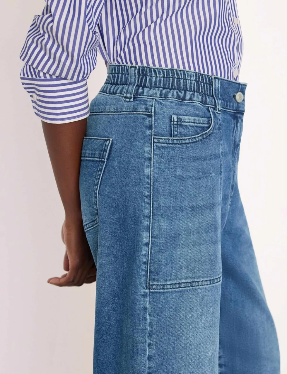 Petite Elasticated High Waisted Barrel Jeans