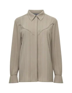 Pinstripe Collared Yoke Detail Shirt