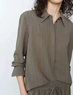 Pinstripe Collared Yoke Detail Shirt