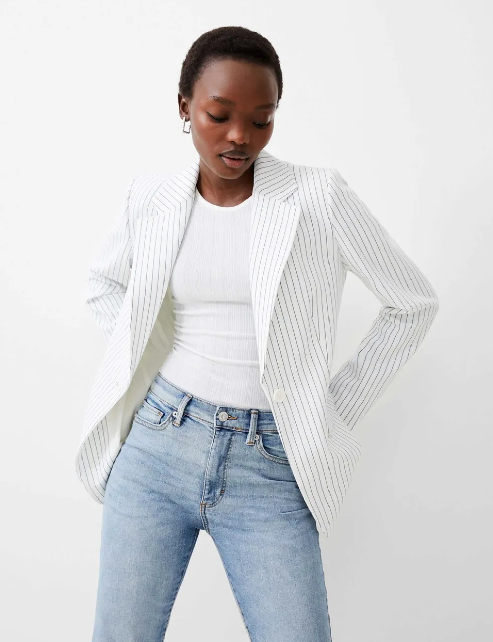 Pinstripe Single Breasted Blazer