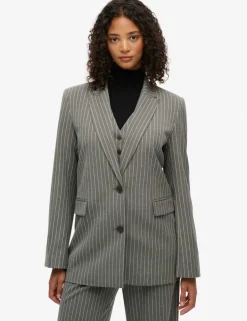 Pinstripe Slim Single Breasted Blazer
