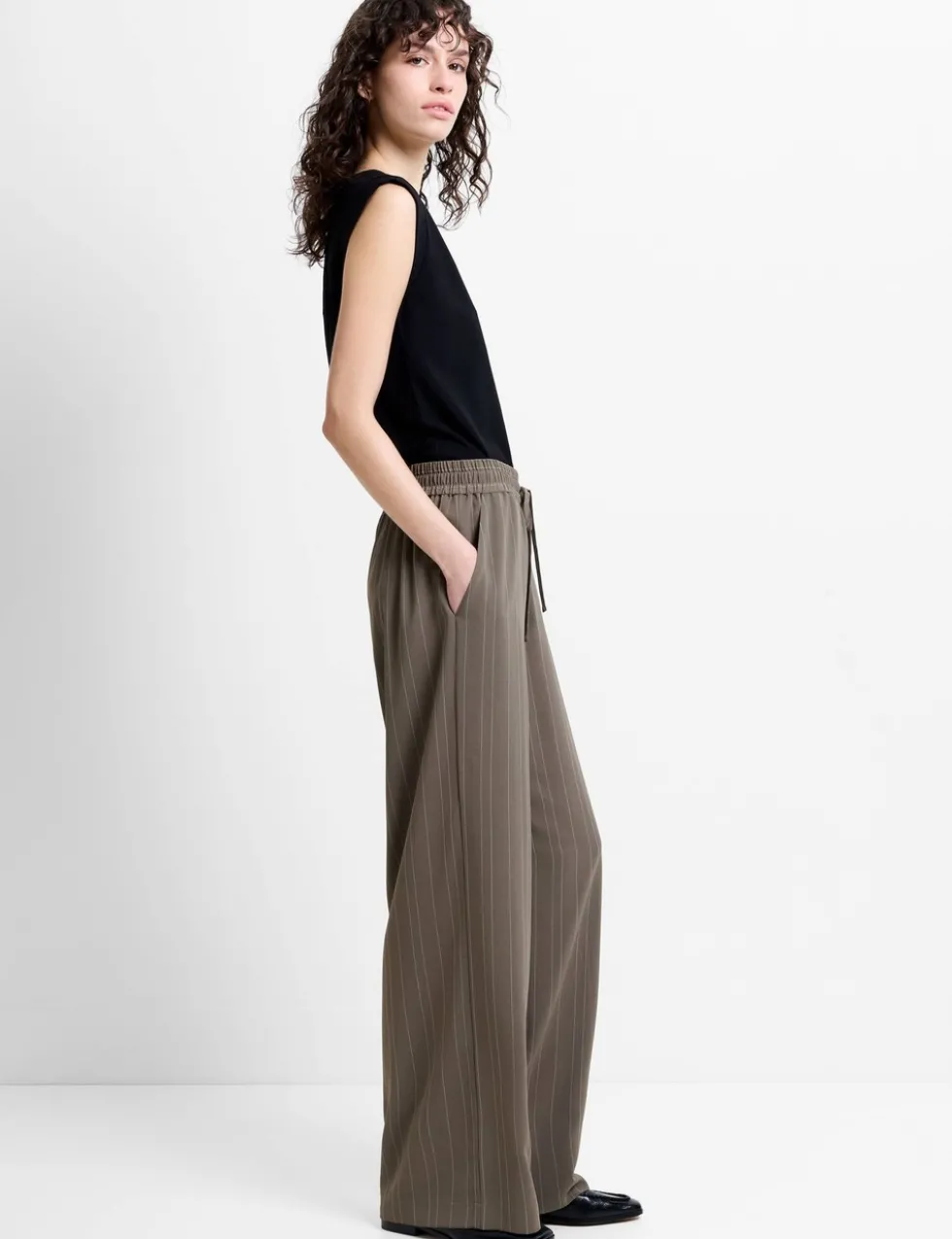 Pinstripe Wide Leg Trousers