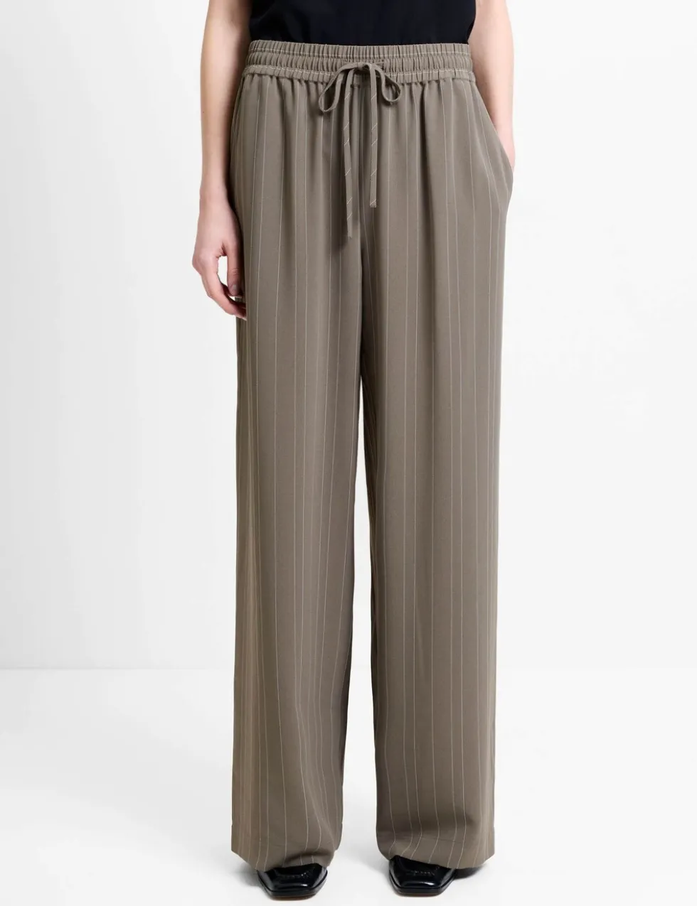 Pinstripe Wide Leg Trousers