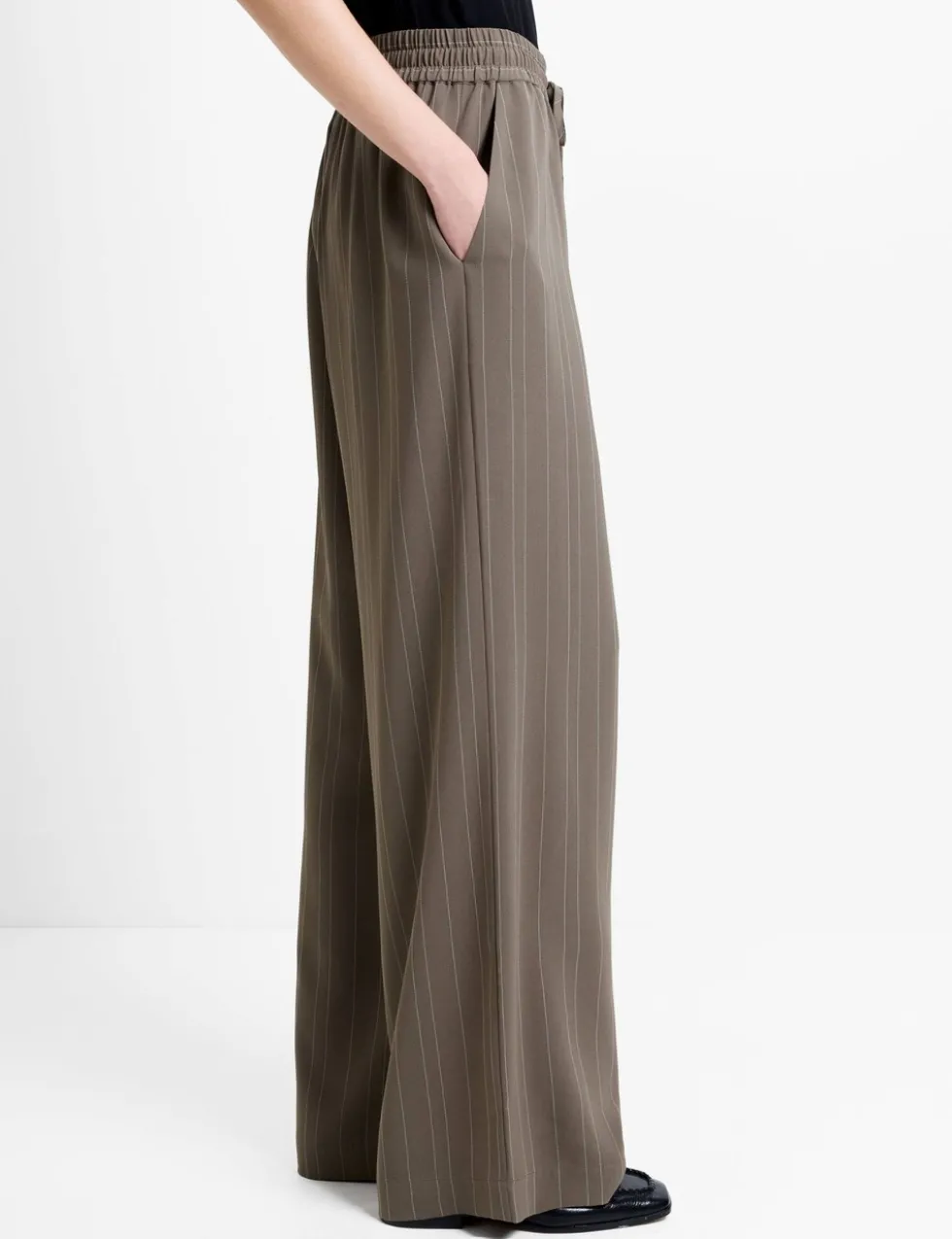 Pinstripe Wide Leg Trousers