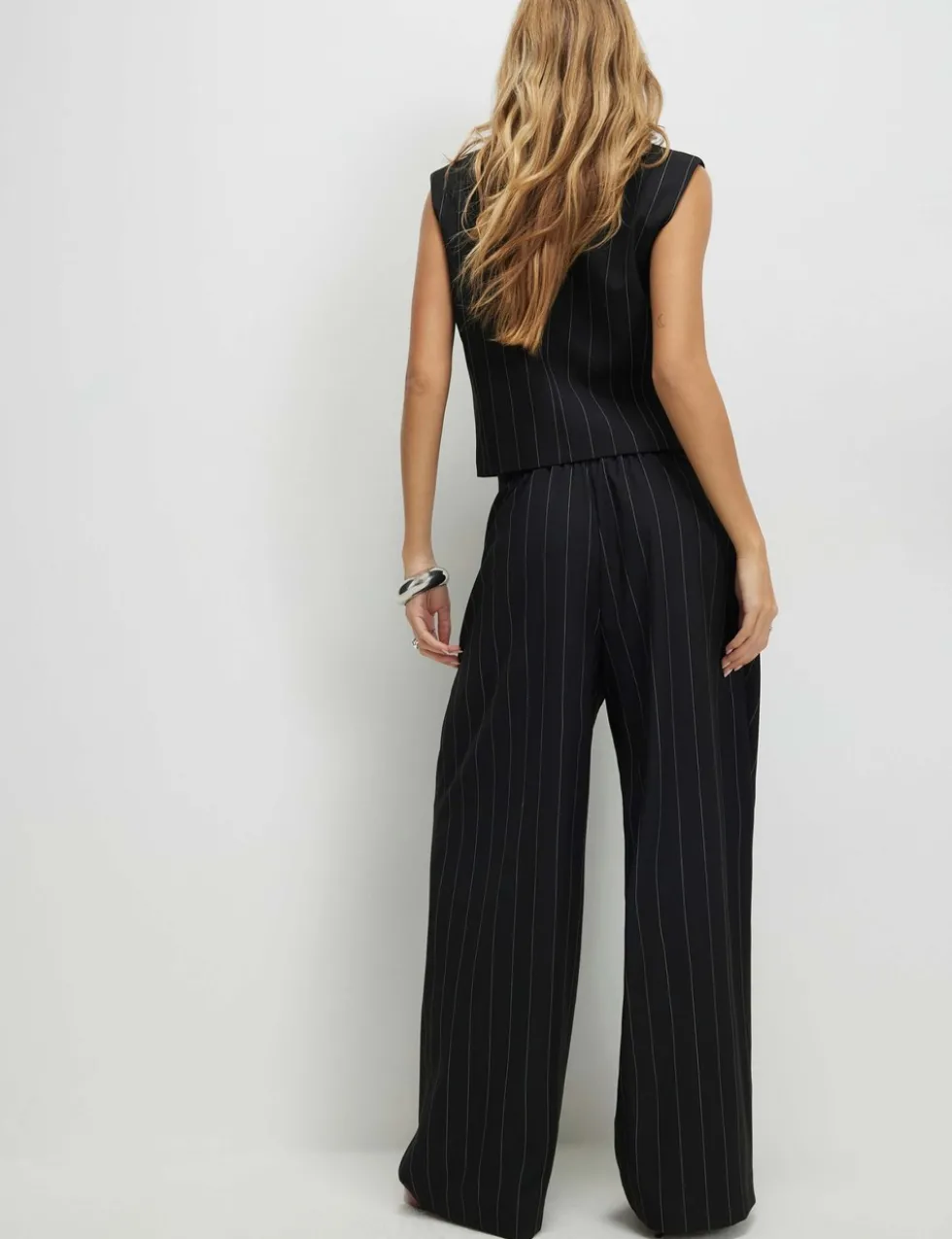 Pinstripe Wide Leg Trousers