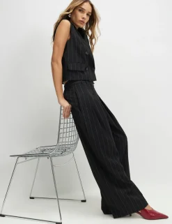 Pinstripe Wide Leg Trousers