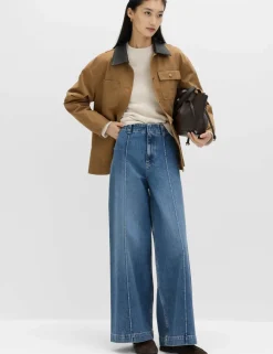 Pintuck Wide Leg Ankle Grazer Jeans