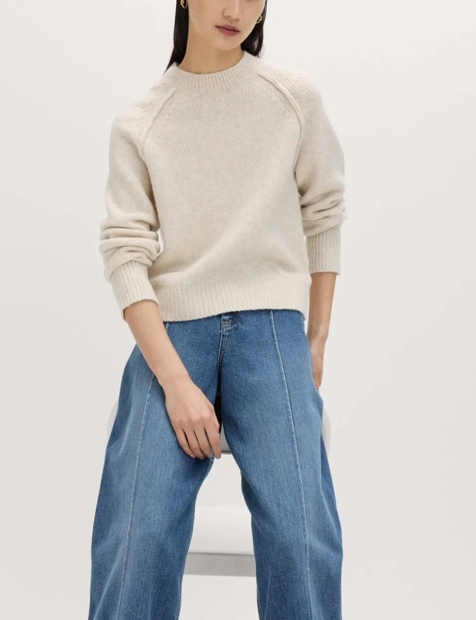 Pintuck Wide Leg Ankle Grazer Jeans