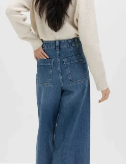 Pintuck Wide Leg Ankle Grazer Jeans