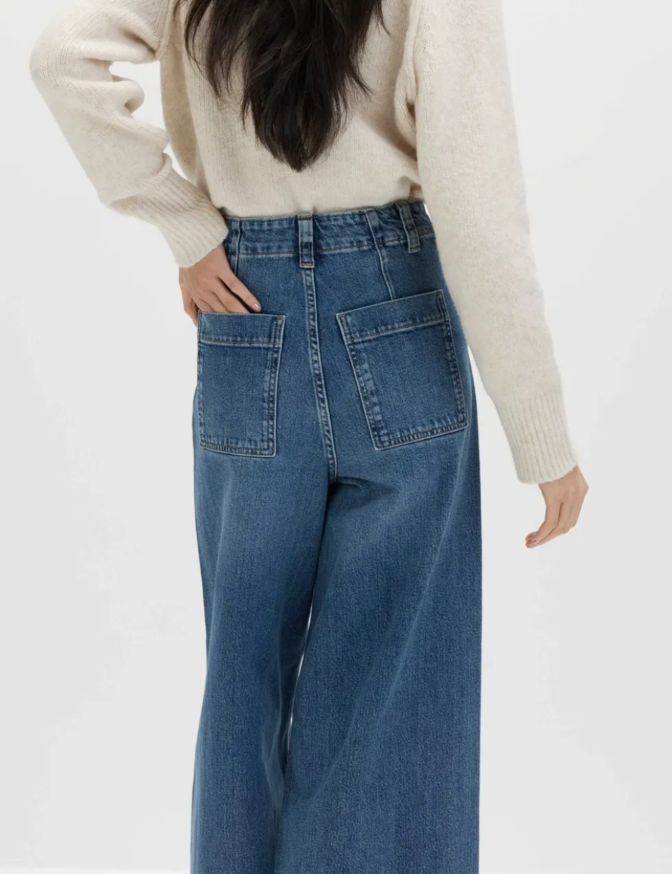 Pintuck Wide Leg Ankle Grazer Jeans