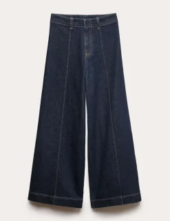 Pintuck Wide Leg Ankle Grazer Jeans