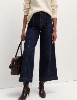 Pintuck Wide Leg Ankle Grazer Jeans
