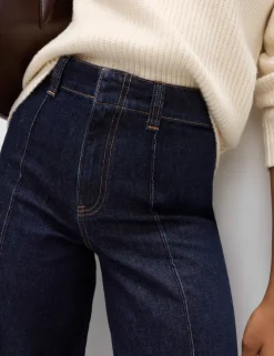 Pintuck Wide Leg Ankle Grazer Jeans