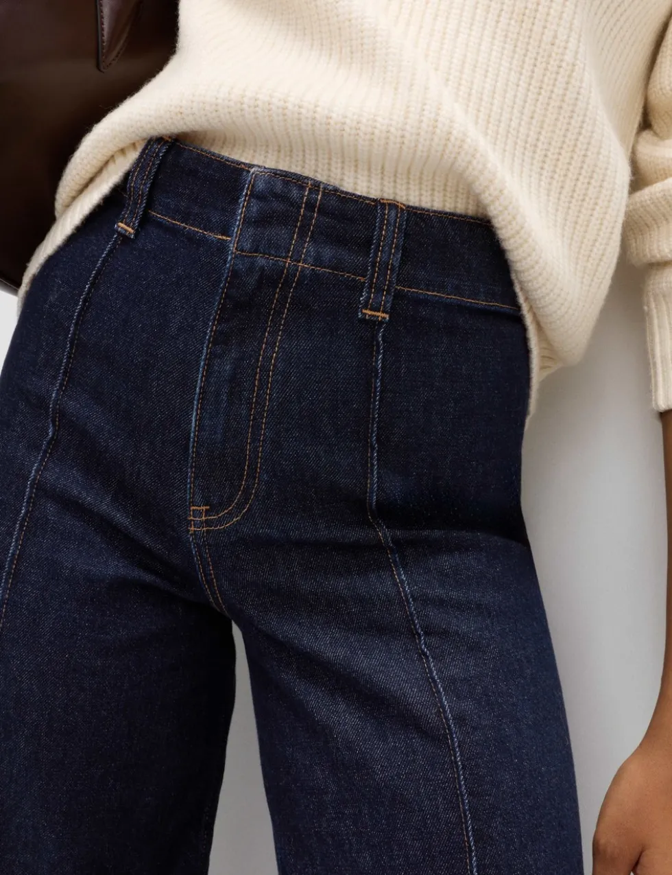 Pintuck Wide Leg Ankle Grazer Jeans