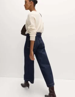 Pintuck Wide Leg Ankle Grazer Jeans