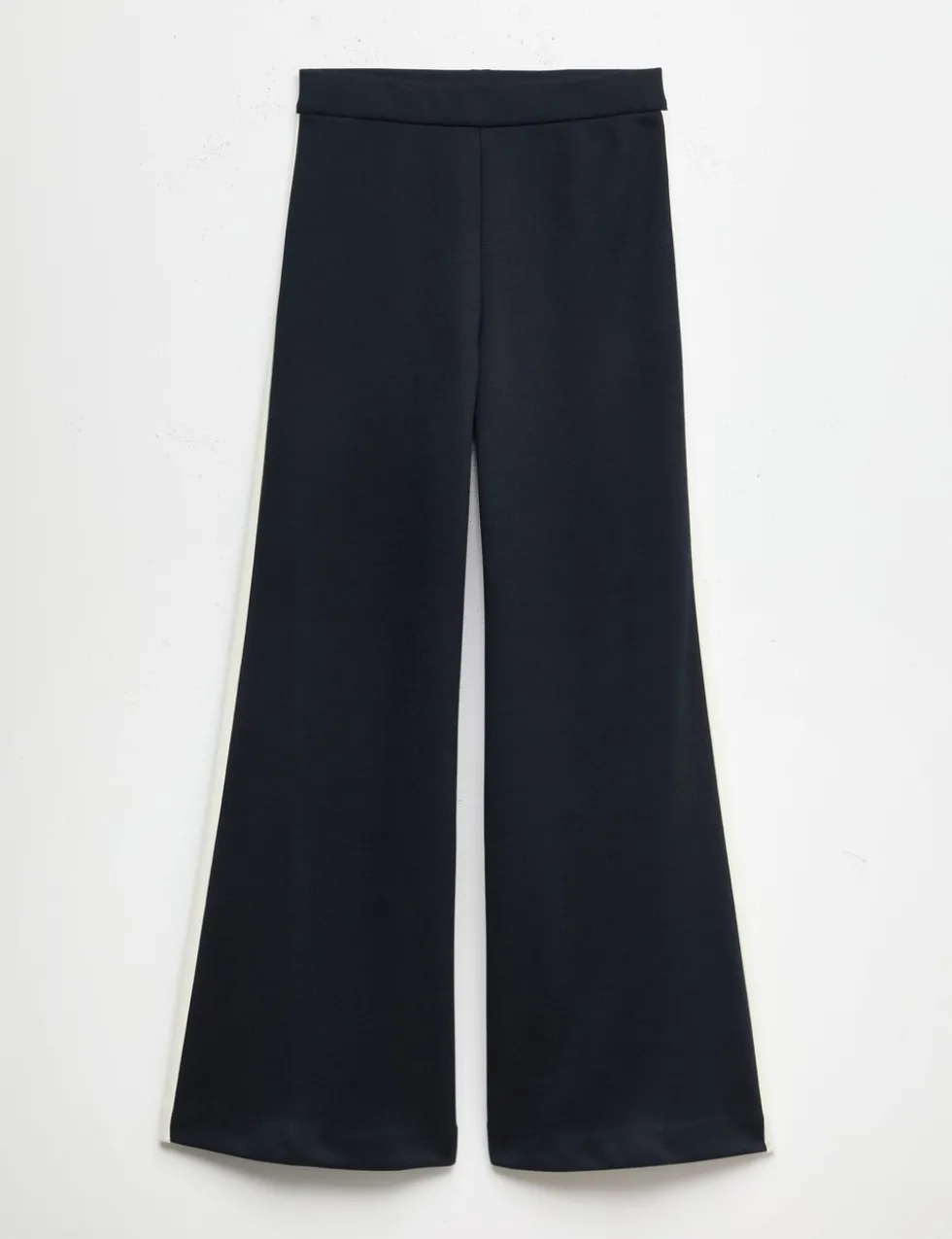 Pique Side Stripe Wide Leg Trousers