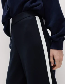 Pique Side Stripe Wide Leg Trousers