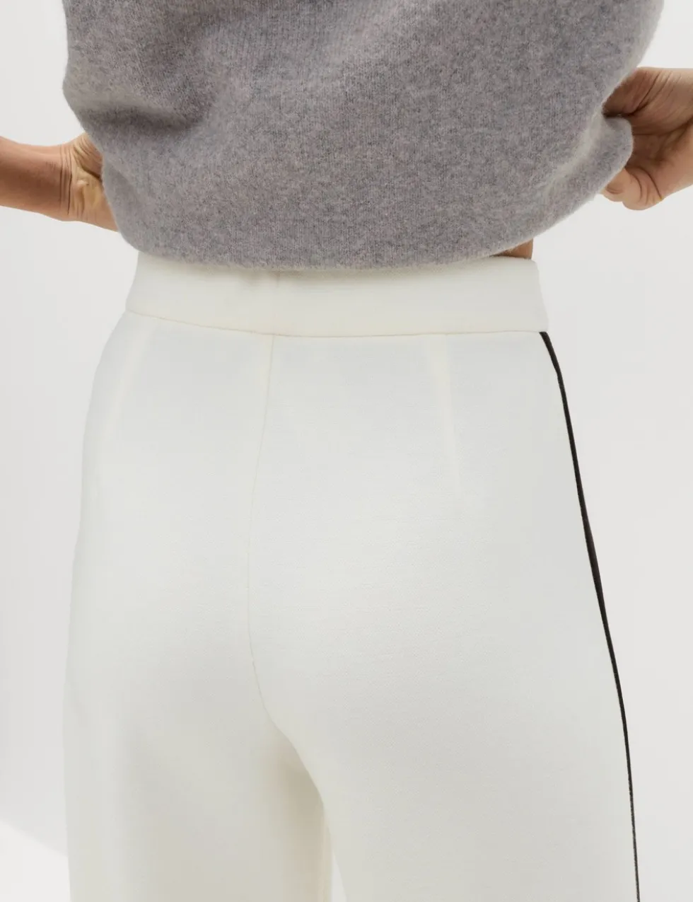 Pique Side Stripe Wide Leg Trousers