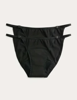 2pk Adaptable Clasp Period Bikini Knickers