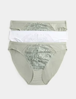 3pk Amelia Lace High Leg Knickers