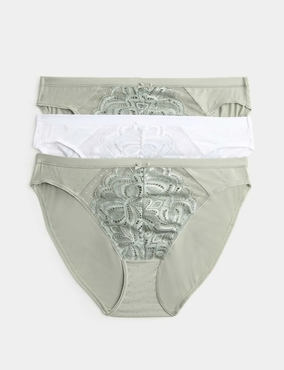 3pk Amelia Lace High Leg Knickers