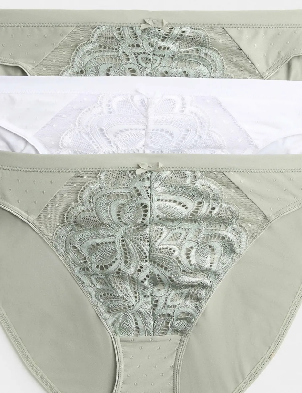 3pk Amelia Lace High Leg Knickers