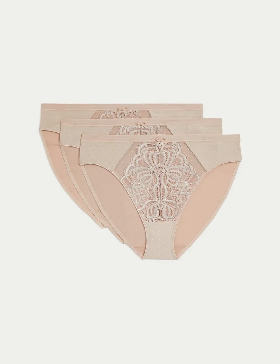 3pk Amelia Lace High Leg Knickers