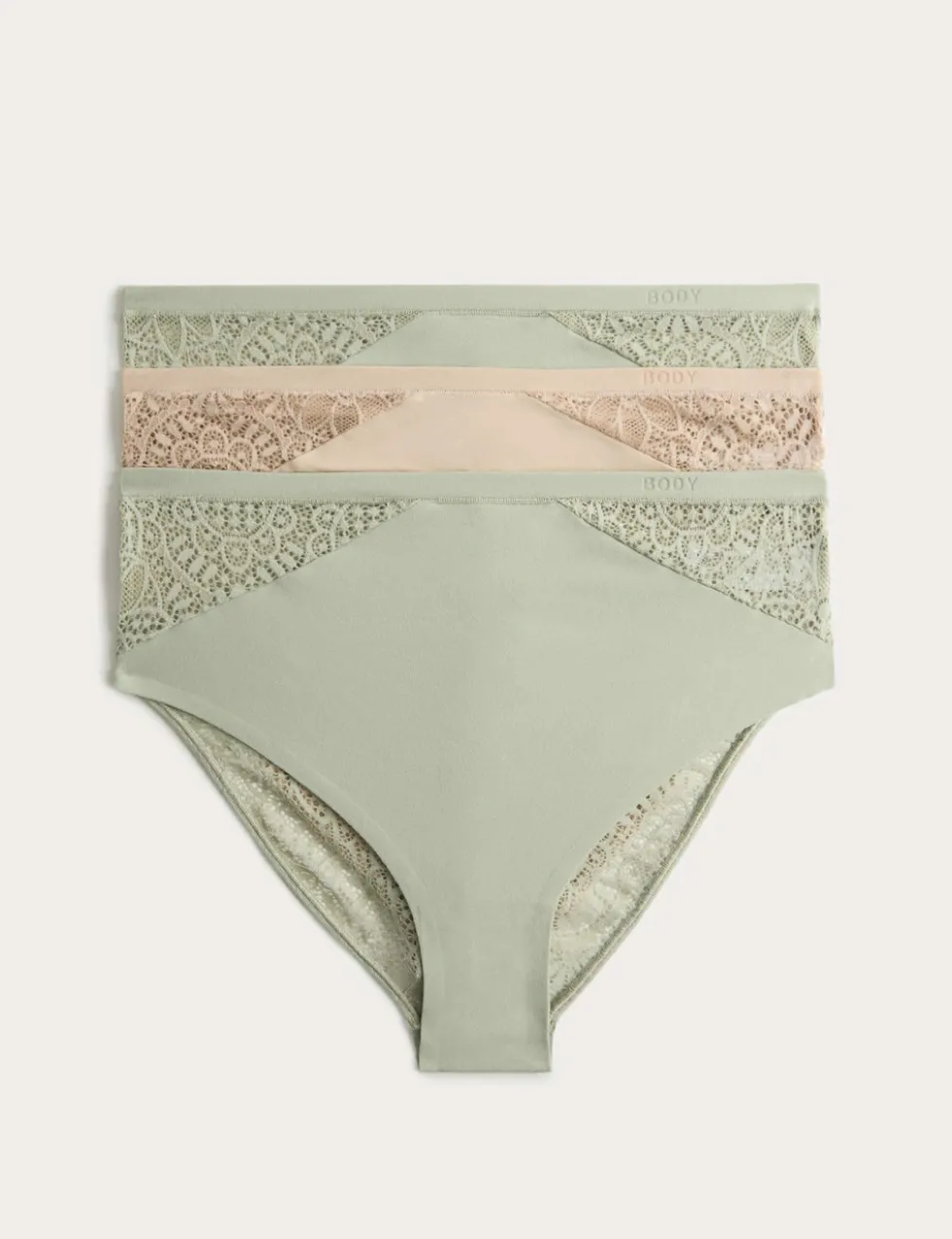 3pk Body Soft™ High Waisted Brazilian Knickers
